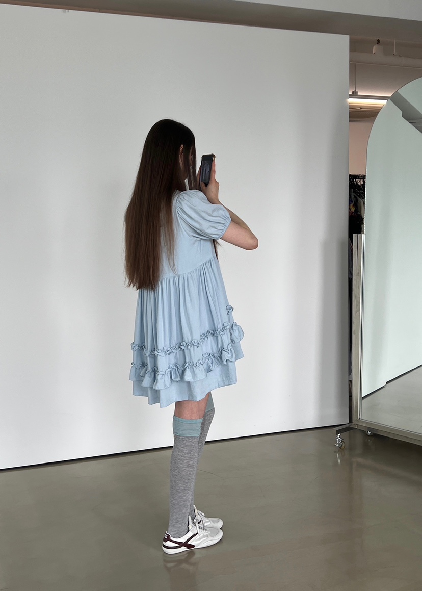 ANOTHER AVENUE韓國代購女士新品25春夏職業休閑連衣裙荷葉邊ANOTHER AVENUE連衣裙