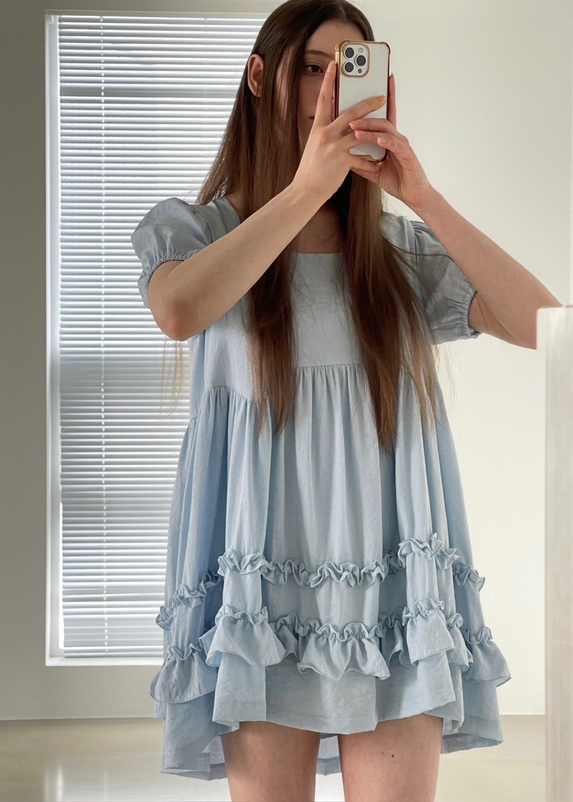 ANOTHER AVENUE韓國代購女士新品25春夏職業休閑連衣裙荷葉邊ANOTHER AVENUE連衣裙