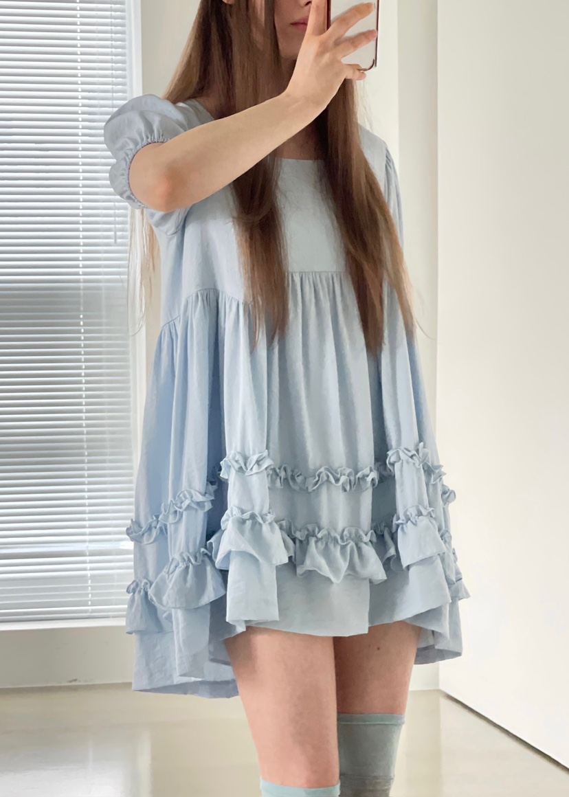 ANOTHER AVENUE韓國代購女士新品25春夏職業休閑連衣裙荷葉邊ANOTHER AVENUE連衣裙