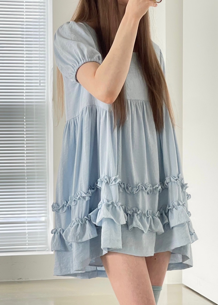 ANOTHER AVENUE韓國代購女士新品25春夏職業休閑連衣裙荷葉邊ANOTHER AVENUE連衣裙
