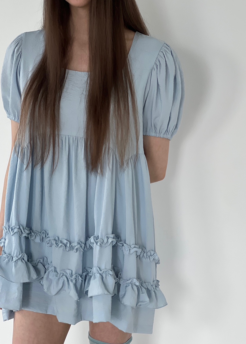 ANOTHER AVENUE韓國代購女士新品25春夏職業休閑連衣裙荷葉邊ANOTHER AVENUE連衣裙