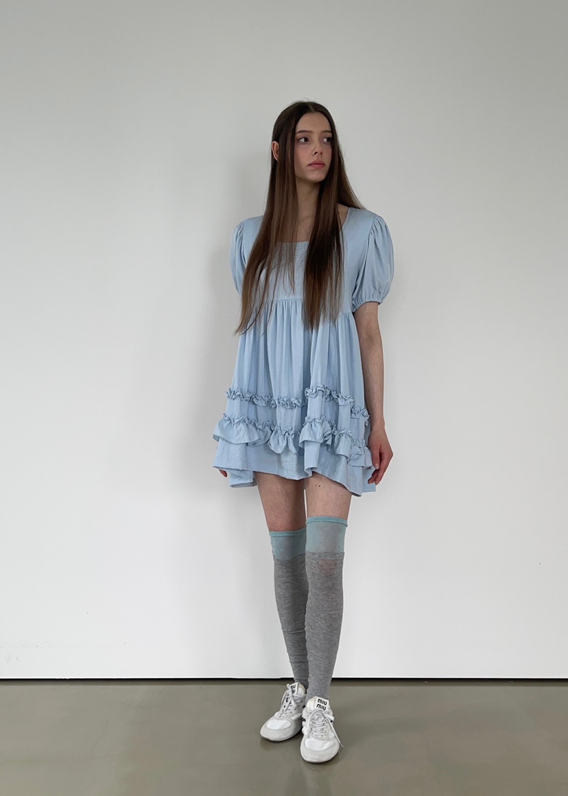 ANOTHER AVENUE韓國代購女士新品25春夏職業休閑連衣裙荷葉邊ANOTHER AVENUE連衣裙