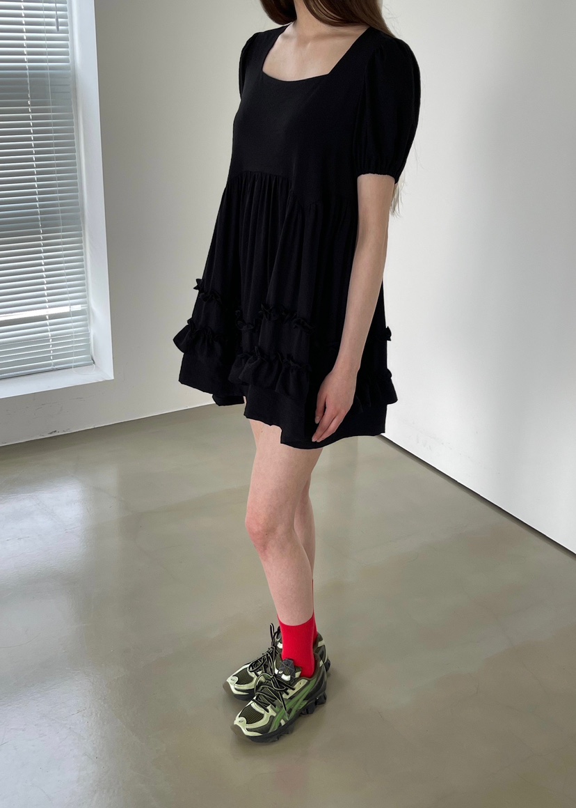 ANOTHER AVENUE韓國代購女士新品25春夏職業休閑連衣裙荷葉邊ANOTHER AVENUE連衣裙
