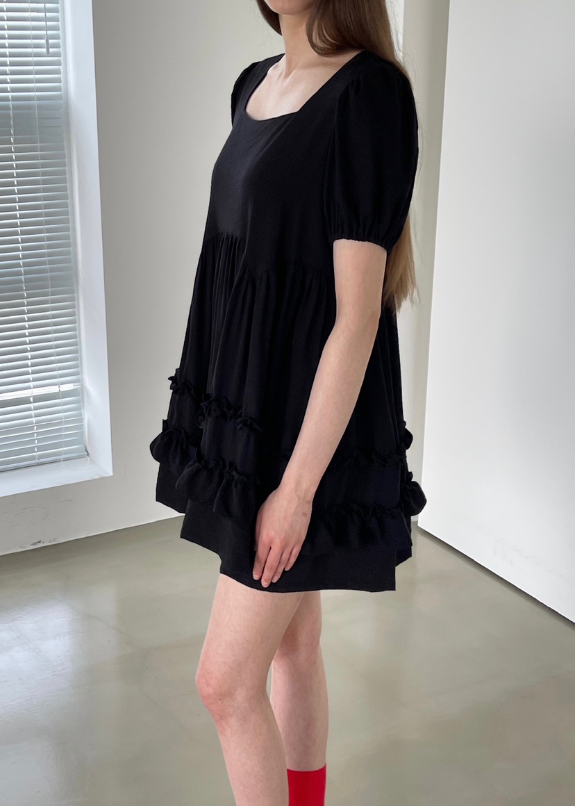 ANOTHER AVENUE韓國代購女士新品25春夏職業休閑連衣裙荷葉邊ANOTHER AVENUE連衣裙
