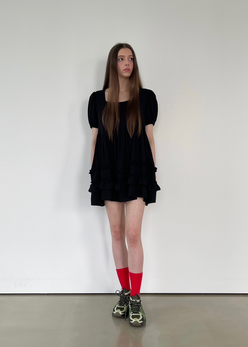 ANOTHER AVENUE韓國代購女士新品25春夏職業休閑連衣裙荷葉邊ANOTHER AVENUE連衣裙