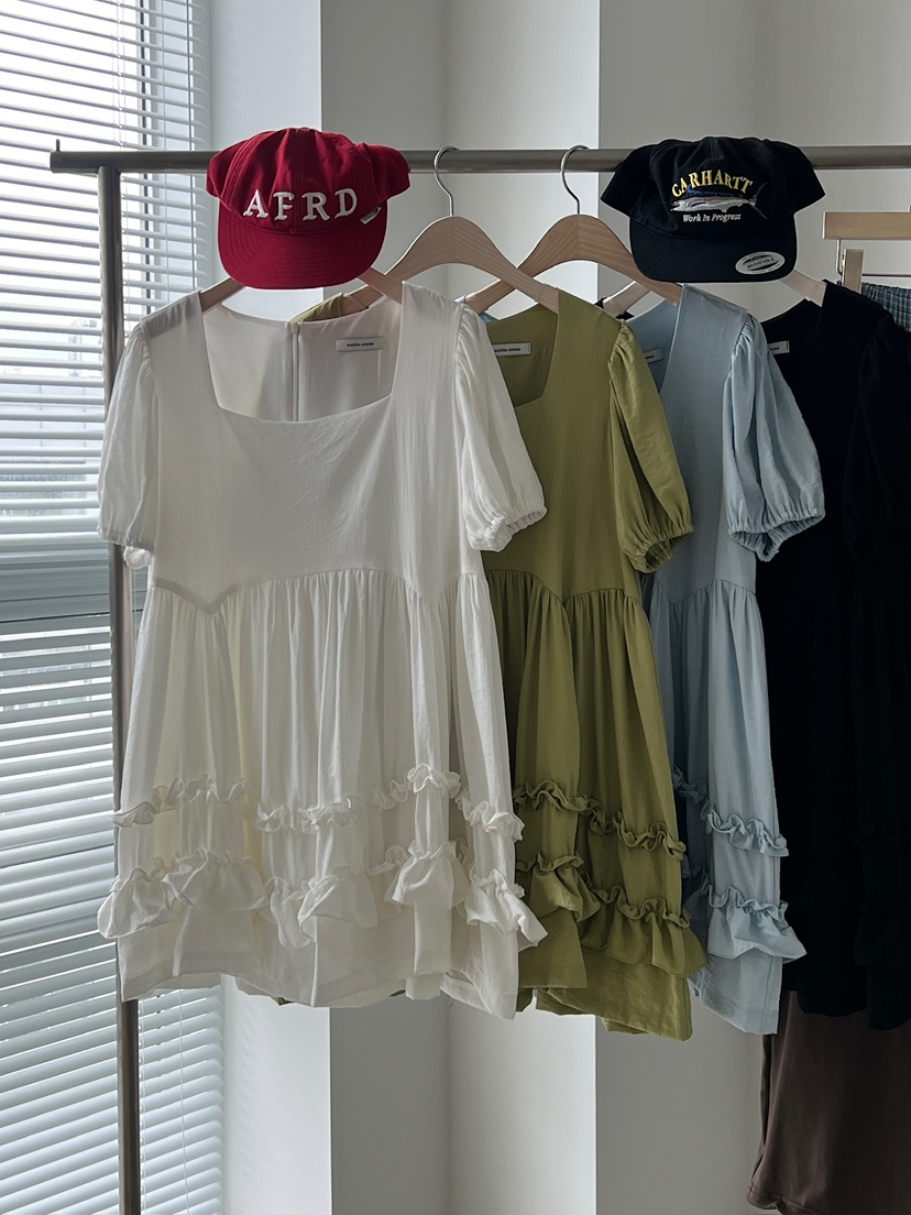 ANOTHER AVENUE韓國代購女士新品25春夏職業休閑連衣裙荷葉邊ANOTHER AVENUE連衣裙