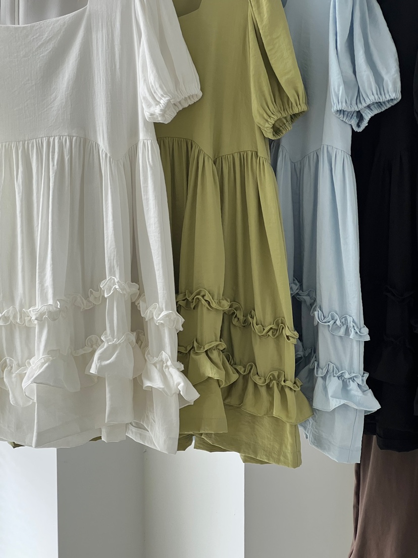 ANOTHER AVENUE韓國代購女士新品25春夏職業休閑連衣裙荷葉邊ANOTHER AVENUE連衣裙