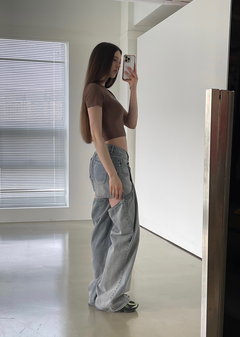 ANOTHER AVENUE東大門實拍女裝新品25春夏時尚牛仔褲可拆卸ANOTHER AVENUE牛仔褲