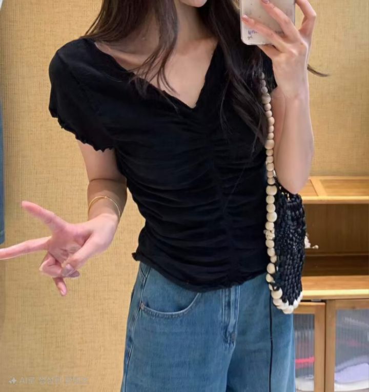 RICO韓國直郵㊣女裝新款人氣25春夏時尚休閑推薦針織衫褶皺bling bling/RICO針織衫