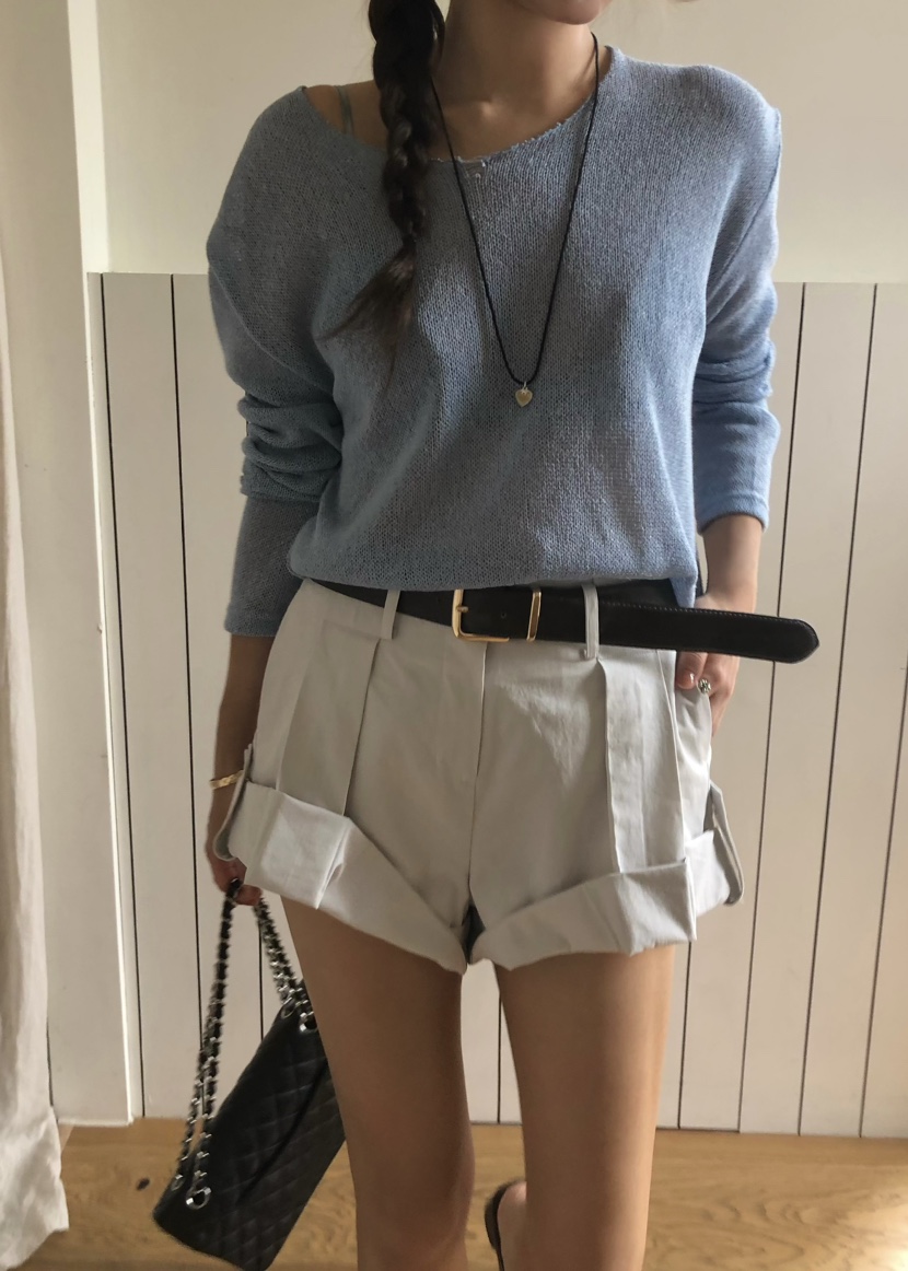 OUPPT韓國直郵㊣女裝新品25春夏人氣推薦休閑熱賣短褲不含腰帶OUPPT短褲