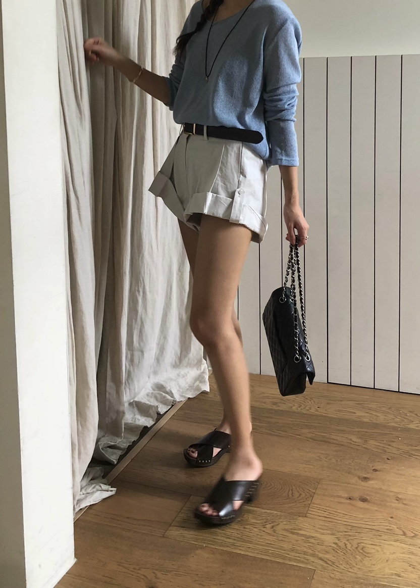 OUPPT韓國直郵㊣女裝新品25春夏人氣推薦休閑熱賣短褲不含腰帶OUPPT短褲