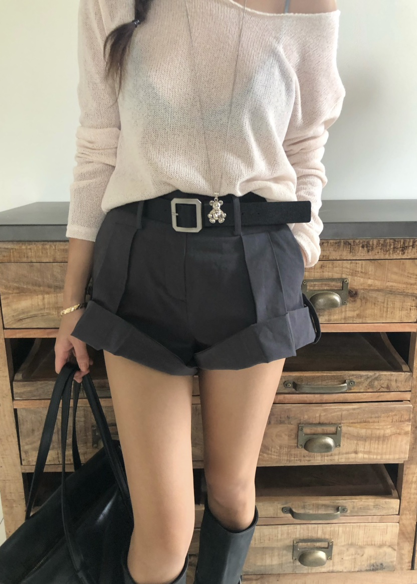 OUPPT韓國直郵㊣女裝新品25春夏人氣推薦休閑熱賣短褲不含腰帶OUPPT短褲