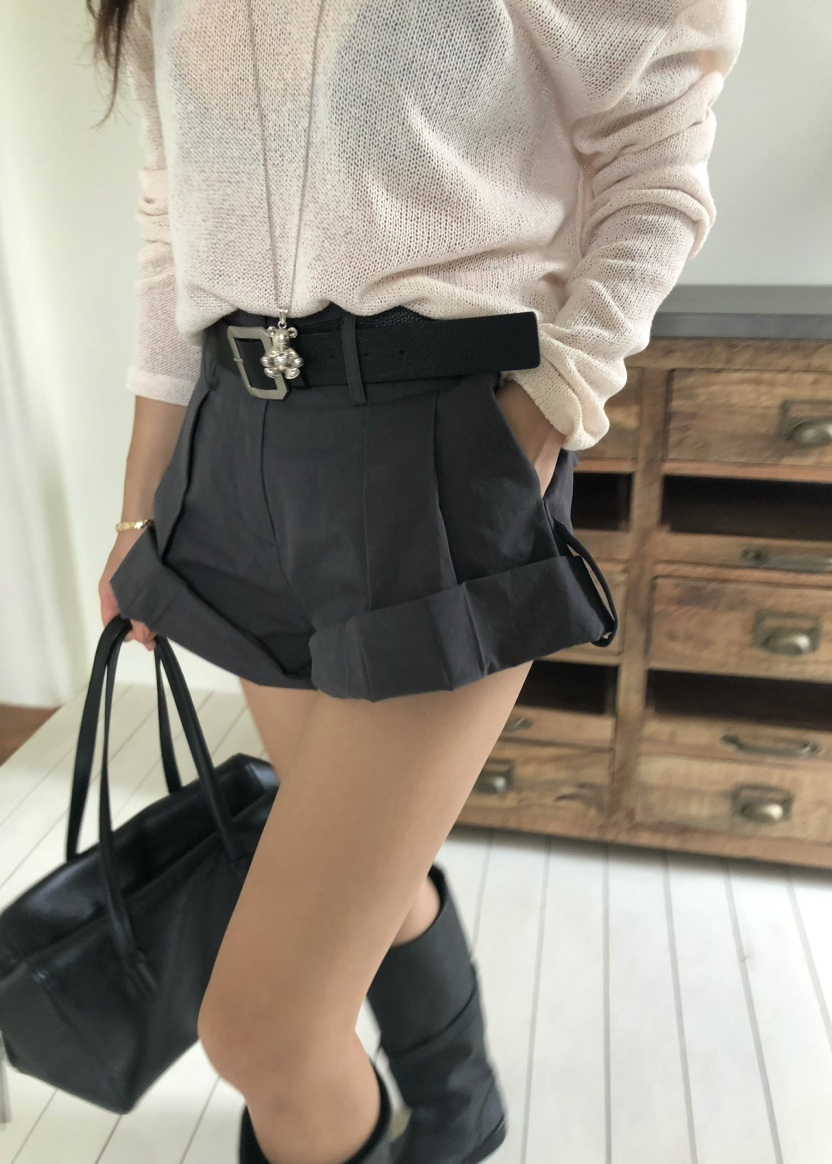 OUPPT韓國直郵㊣女裝新品25春夏人氣推薦休閑熱賣短褲不含腰帶OUPPT短褲
