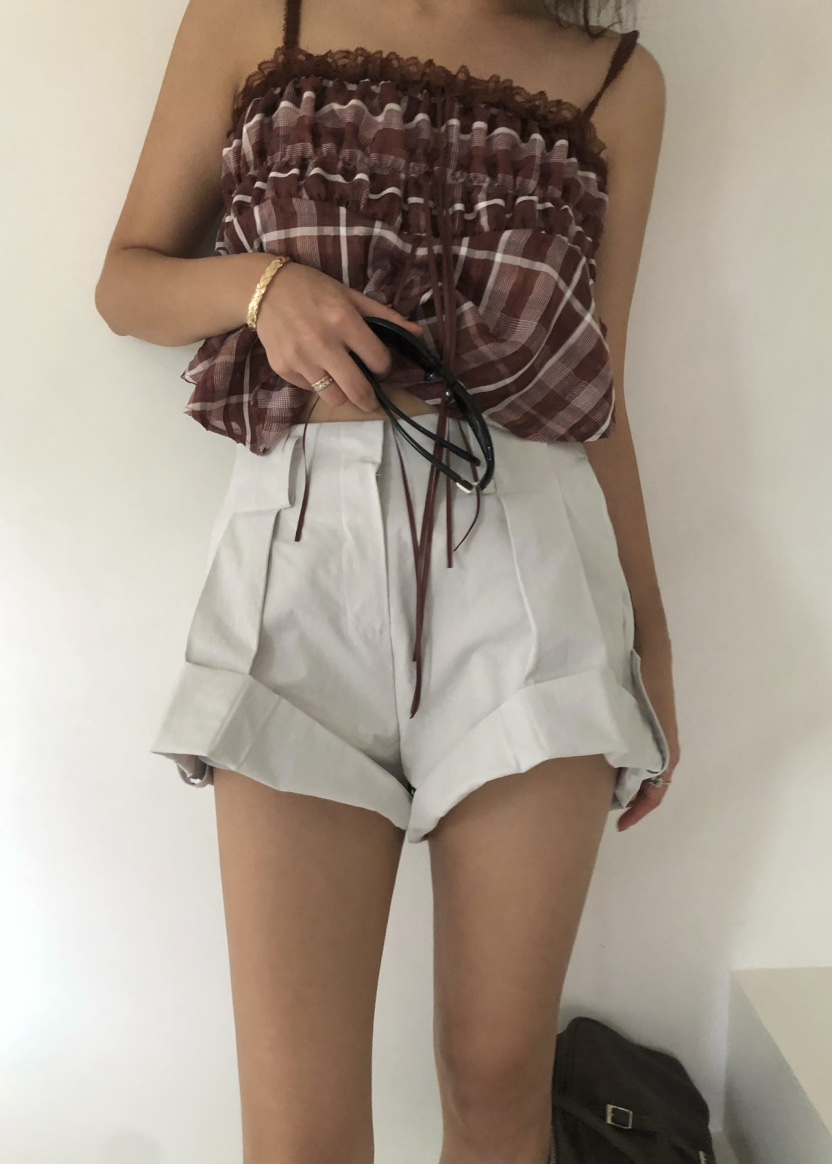 OUPPT韓國直郵㊣女裝新品25春夏人氣推薦休閑熱賣短褲不含腰帶OUPPT短褲圖色2