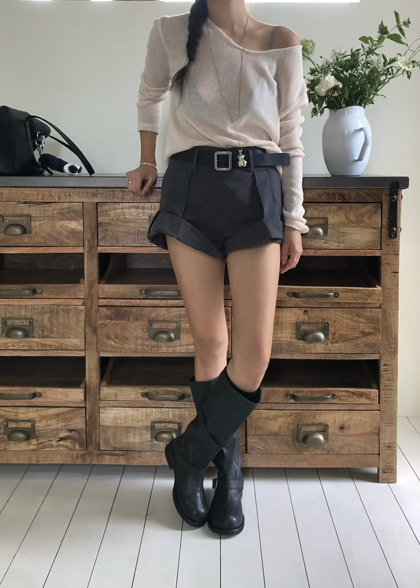 OUPPT韓國直郵㊣女裝新品25春夏人氣推薦休閑熱賣短褲不含腰帶OUPPT短褲圖色3