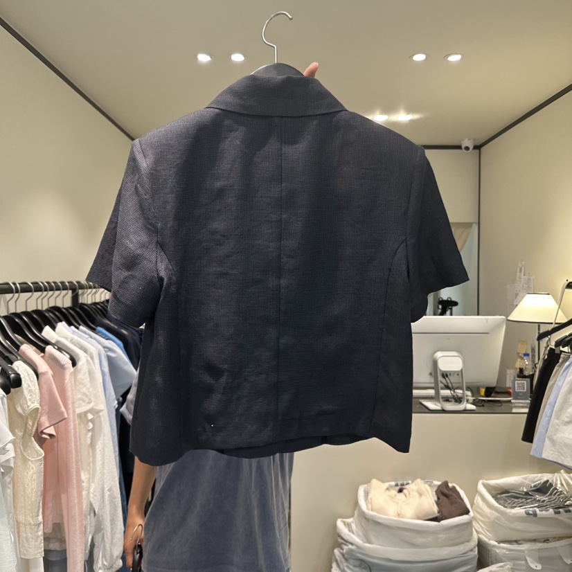 RE STOCK韓國直郵㊣女裝新品25春夏人氣推薦休閑時尚夾克亞麻RE STOCK夾克
