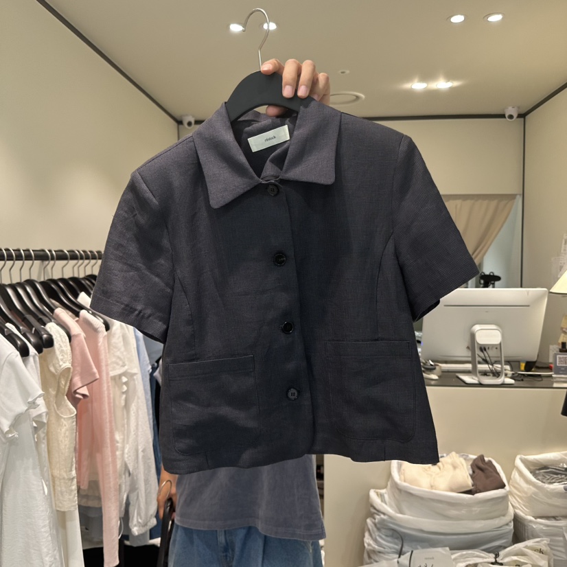 RE STOCK韓國直郵㊣女裝新品25春夏人氣推薦休閑時尚夾克亞麻RE STOCK夾克圖色2