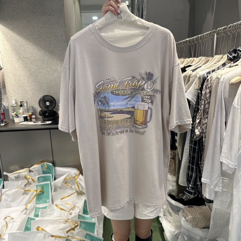 AMOEBA韓國㊣直郵東大門代購女裝新品休閑人氣推薦時尚25春夏T恤AMOEBAT恤圖色2