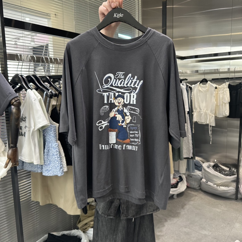 KIRKE韓國直郵㊣女裝新品推薦時尚25春夏熱賣休閑T恤大力水手KIRKET恤圖色2