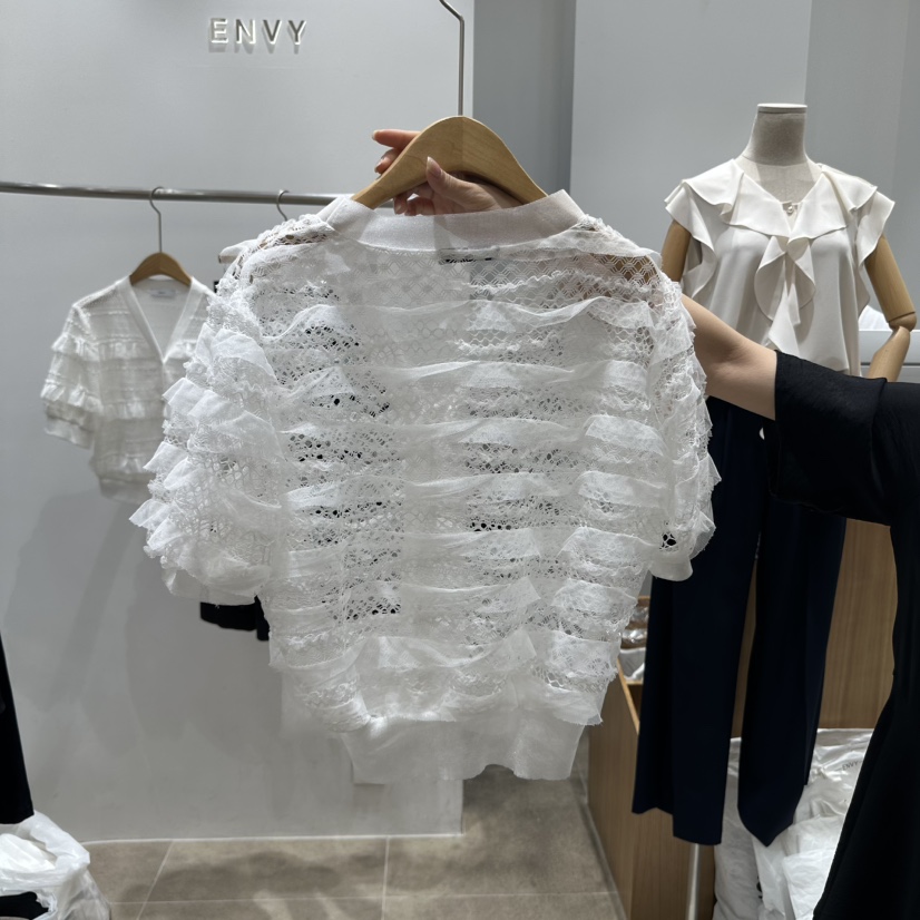 ENVY韓國㊣直郵東大門代購女裝新款25春夏時尚襯衫蕾絲衫開衫ENVY襯衫/蕾絲衫