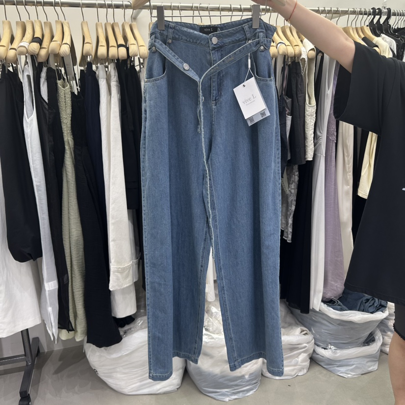 VIVEL韓國直郵㊣女裝新款25春夏熱賣休閑推薦人氣牛仔褲含腰帶VIVEL牛仔褲