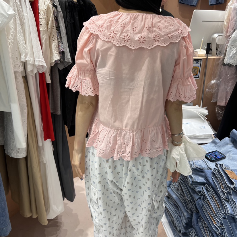 BY FLOW直郵韓國代購㊣女裝新品推薦25春夏時尚襯衫蕾絲衫BY FLOW襯衫/蕾絲衫