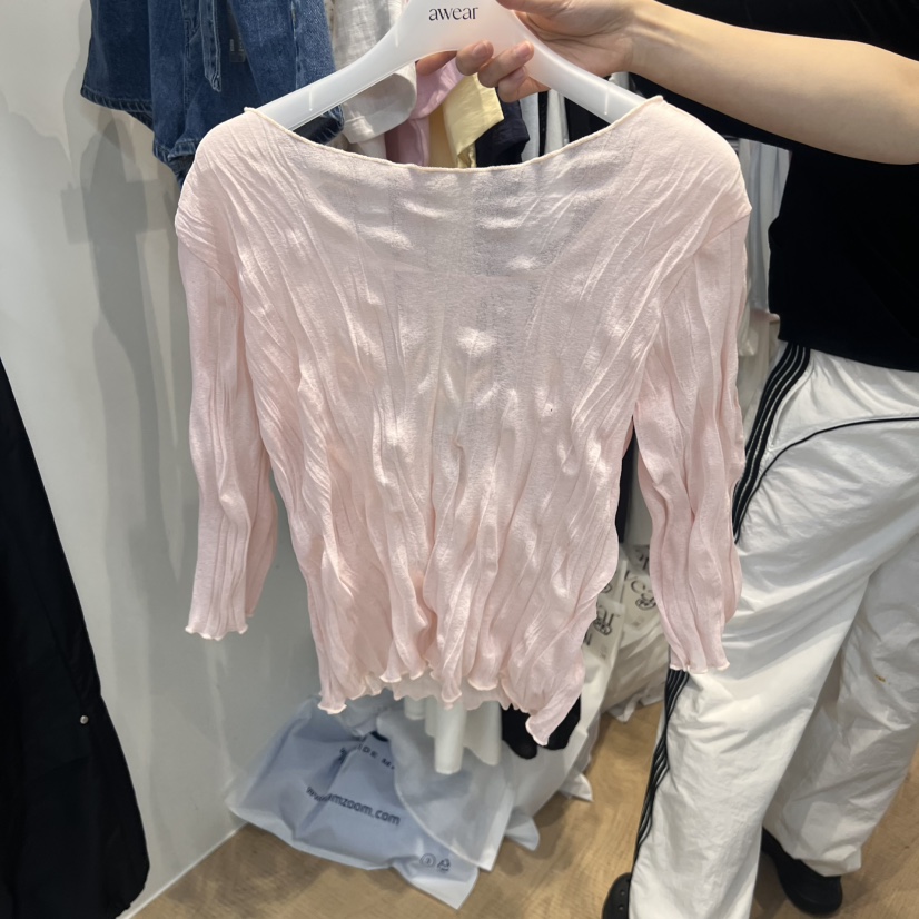 RUMIRU/AWEAR韓國㊣直郵東大門代購女裝新品25春夏長袖T恤褶皺awear/RUMIRU長袖T恤