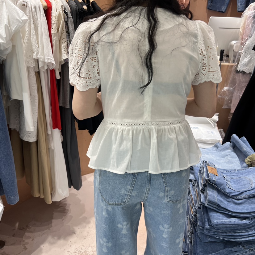 BY FLOW韓國㊣直郵東大門代購女裝新品25春夏休閑襯衫蕾絲衫BY FLOW襯衫/蕾絲衫