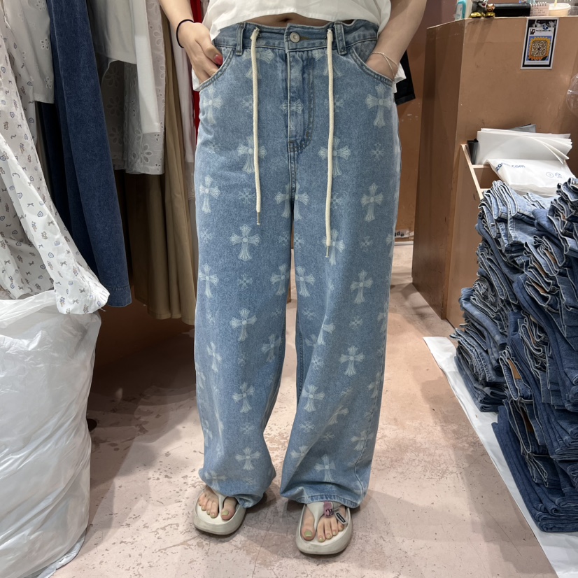 BY FLOW韓國直郵㊣東大門實拍女裝新款人氣25春夏時尚牛仔褲BY FLOW牛仔褲