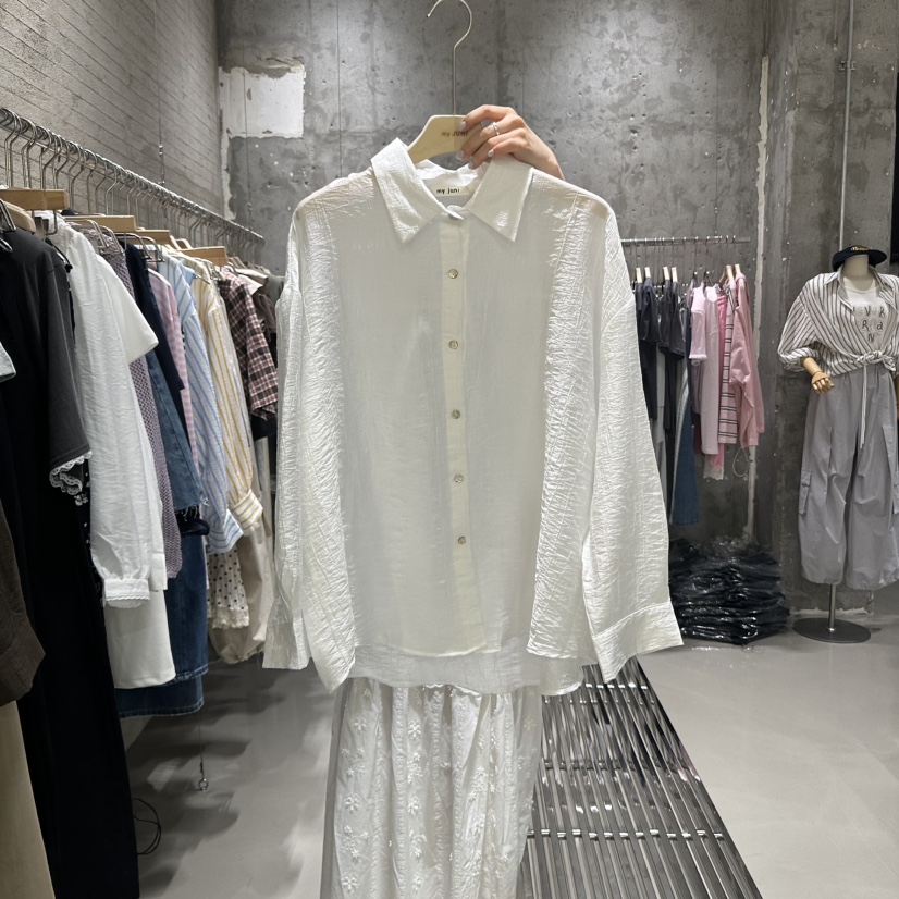 JUNI韓國代購女裝新品人氣職業熱賣時尚休閑襯衫蕾絲衫柔軟my juni襯衫/蕾絲衫