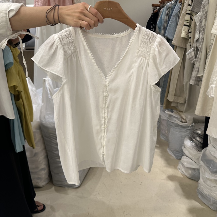 MELO東大門直郵女裝新款人氣25春夏真品休閑職業襯衫蕾絲衫MELO襯衫/蕾絲衫圖色3