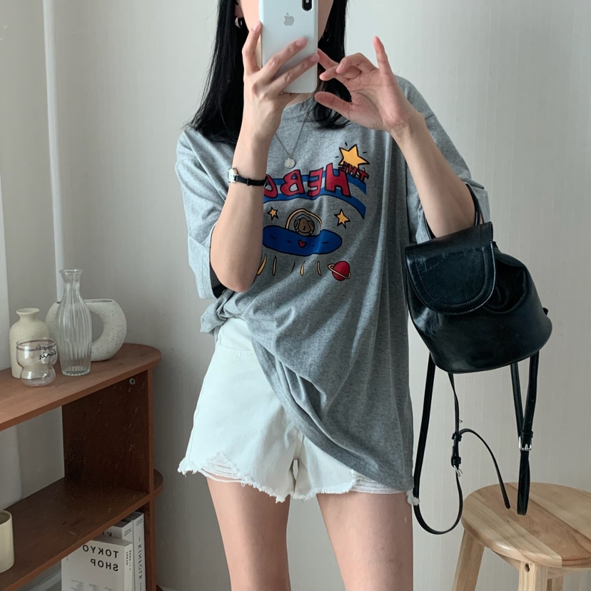 HELLO JINI韓國㊣直郵東大門代購女裝新品25春夏時尚人氣T恤HELLO JINIT恤