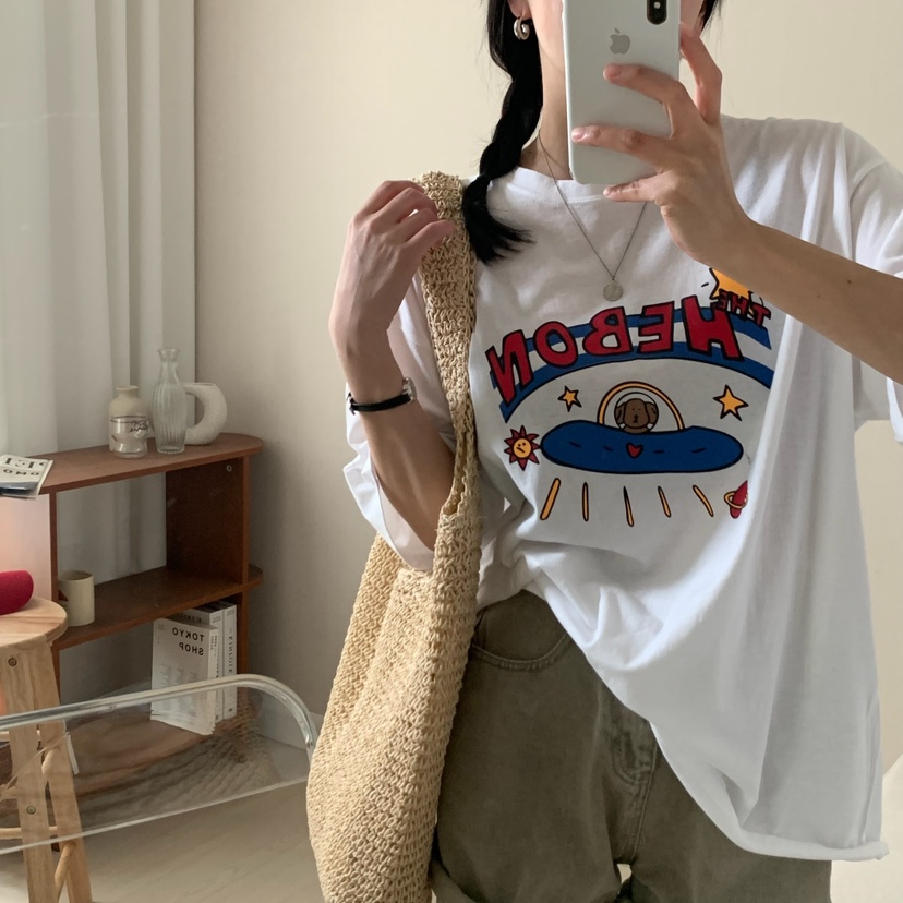 HELLO JINI韓國㊣直郵東大門代購女裝新品25春夏時尚人氣T恤HELLO JINIT恤