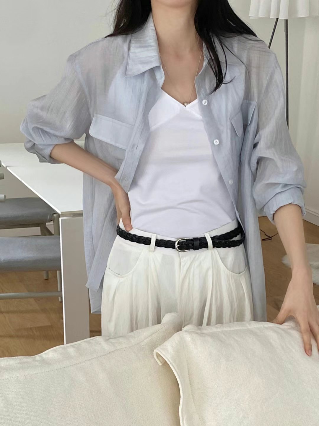 SOMETHINGELSE韓國直郵㊣女裝新款25春夏人氣襯衫蕾絲衫天絲SOMETHINGELSE襯衫/蕾絲衫