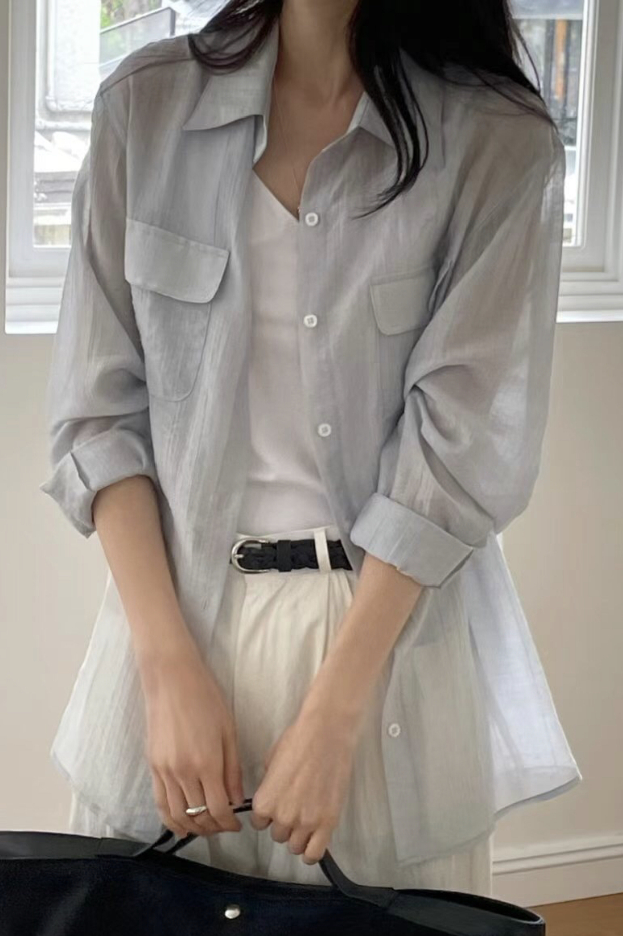 SOMETHINGELSE韓國直郵㊣女裝新款25春夏人氣襯衫蕾絲衫天絲SOMETHINGELSE襯衫/蕾絲衫圖色3