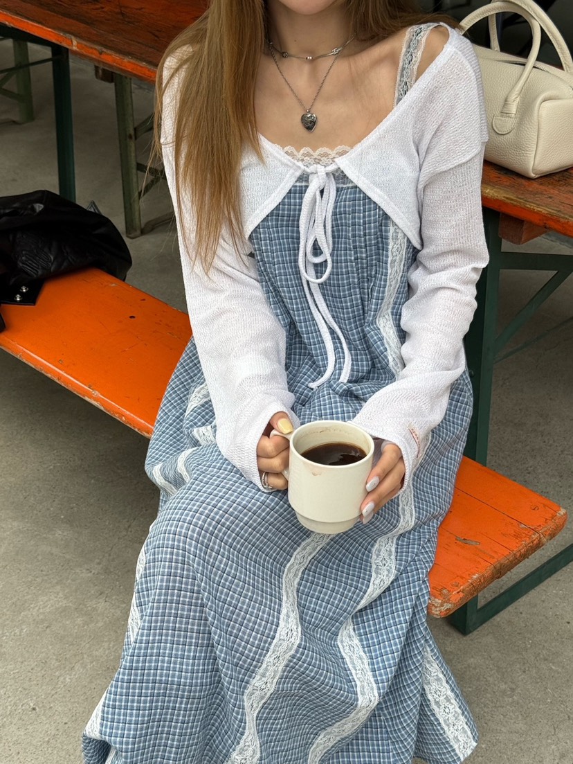 ZEROZERO韓國㊣直郵東大門代購女裝新品休閑連衣裙格紋長款ZEROZERO連衣裙