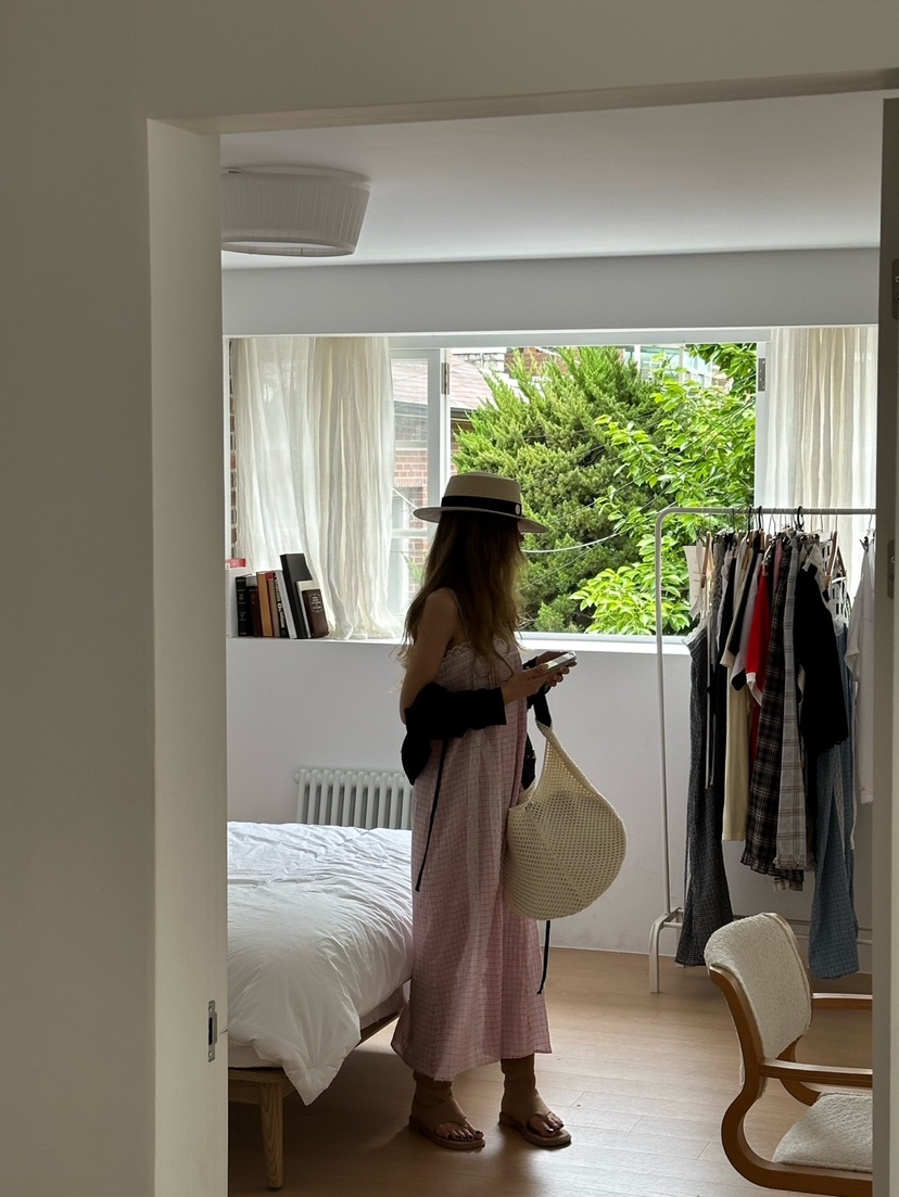 ZEROZERO韓國㊣直郵東大門代購女裝新品休閑連衣裙格紋長款ZEROZERO連衣裙