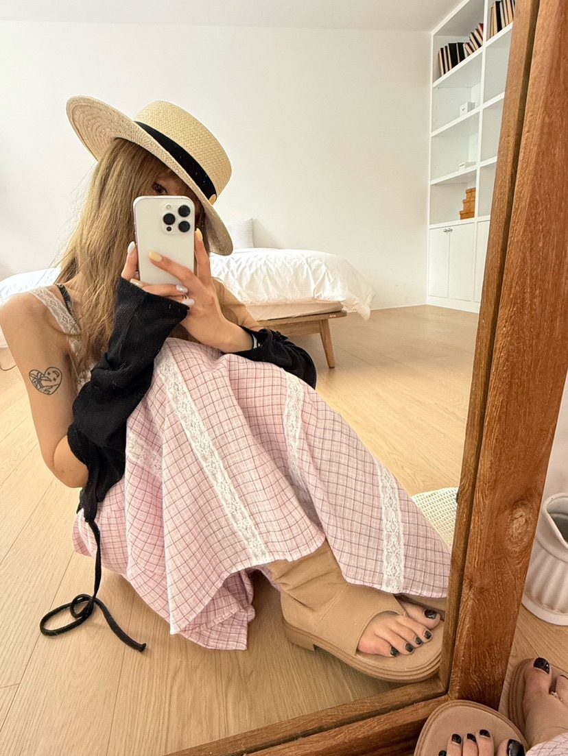 ZEROZERO韓國㊣直郵東大門代購女裝新品休閑連衣裙格紋長款ZEROZERO連衣裙
