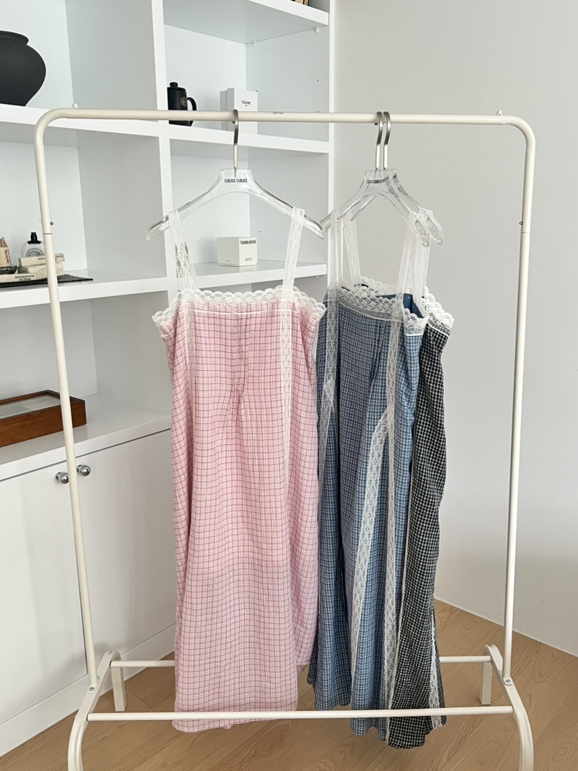 ZEROZERO韓國㊣直郵東大門代購女裝新品休閑連衣裙格紋長款ZEROZERO連衣裙