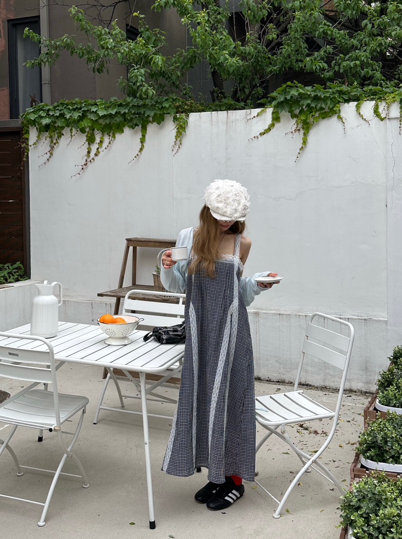 ZEROZERO韓國㊣直郵東大門代購女裝新品休閑連衣裙格紋長款ZEROZERO連衣裙圖色2