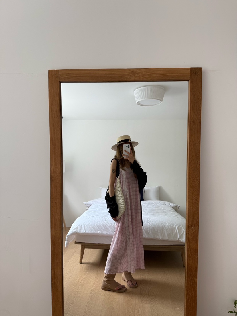ZEROZERO韓國㊣直郵東大門代購女裝新品休閑連衣裙格紋長款ZEROZERO連衣裙圖色3