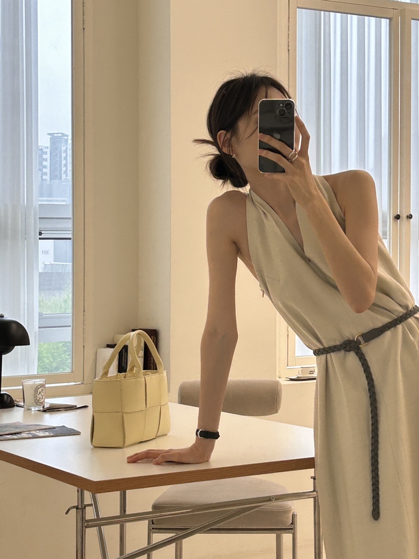ME MO東大門直郵女士新款真品人氣推薦連衣裙不含腰帶亞麻ME MO連衣裙