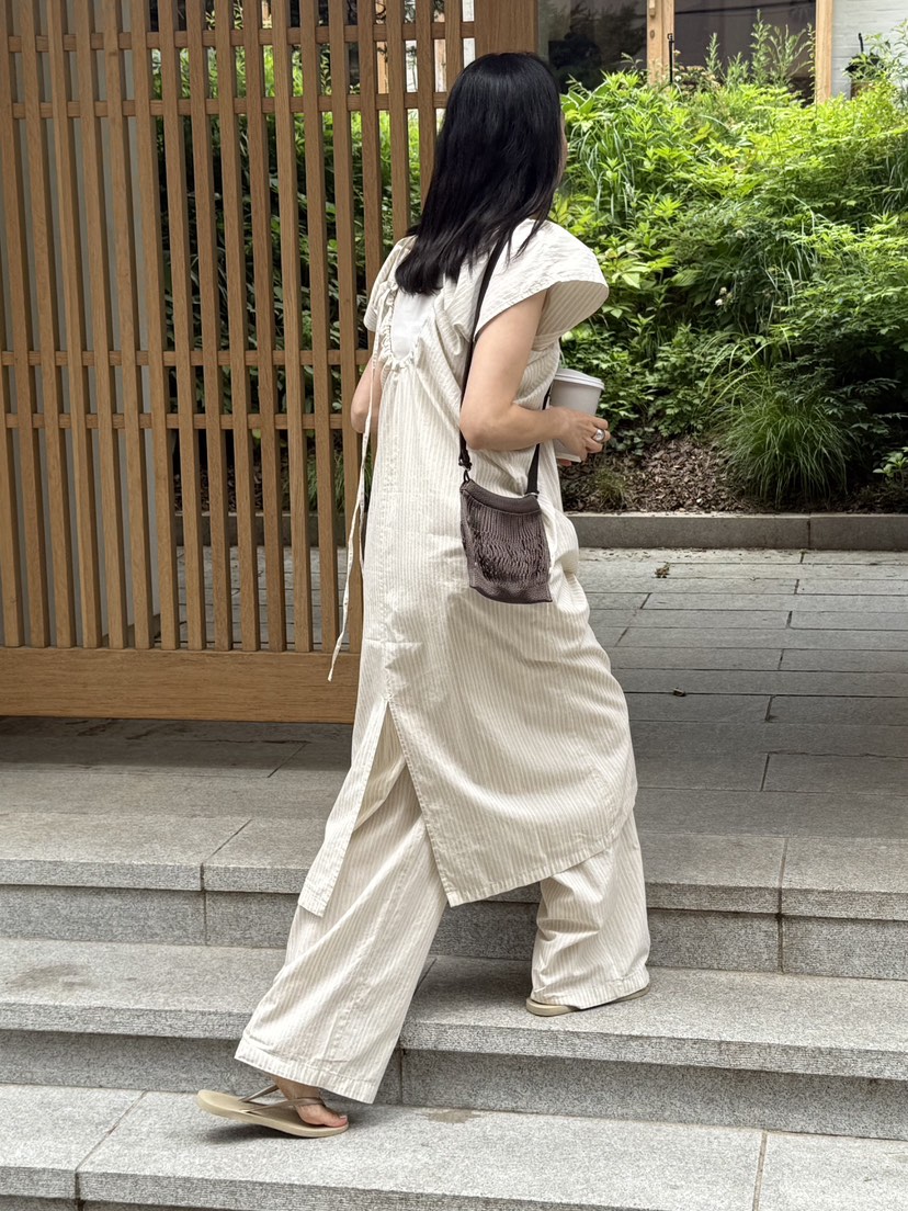 WATER韓國直郵㊣東大門實拍女裝新品時尚25春夏人氣連衣裙條紋WATER/RIVER連衣裙