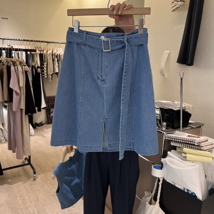 W AND J韓國㊣直郵東大門代購女裝新品推薦休閑短裙含腰帶W AND J短裙圖色2