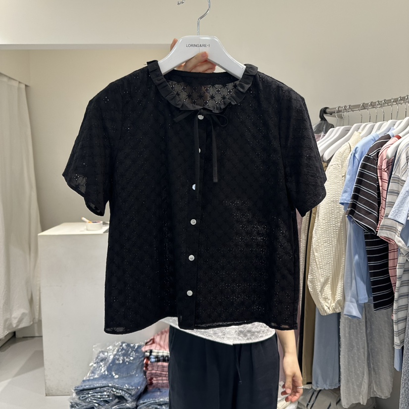 LORING RE I韓國直郵㊣女裝新款熱賣時尚25春夏襯衫蕾絲衫LORING RE-I/BARE襯衫/蕾絲衫圖色2