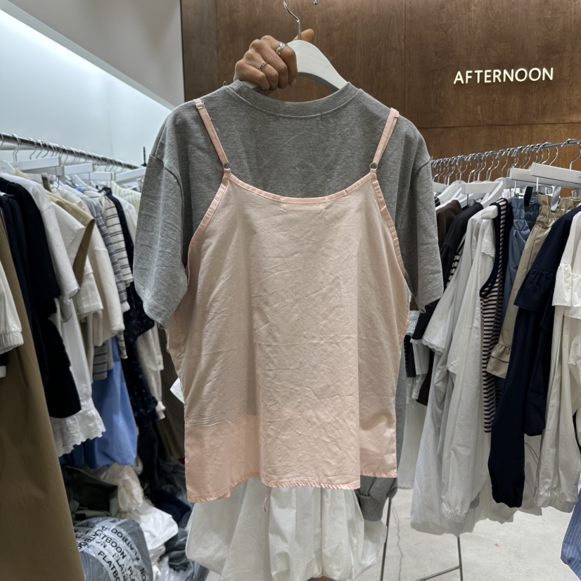 AFTERNOON-P韓國直郵㊣女裝新品休閑25春夏吊帶背心不含內搭AFTERNOON吊帶/背心