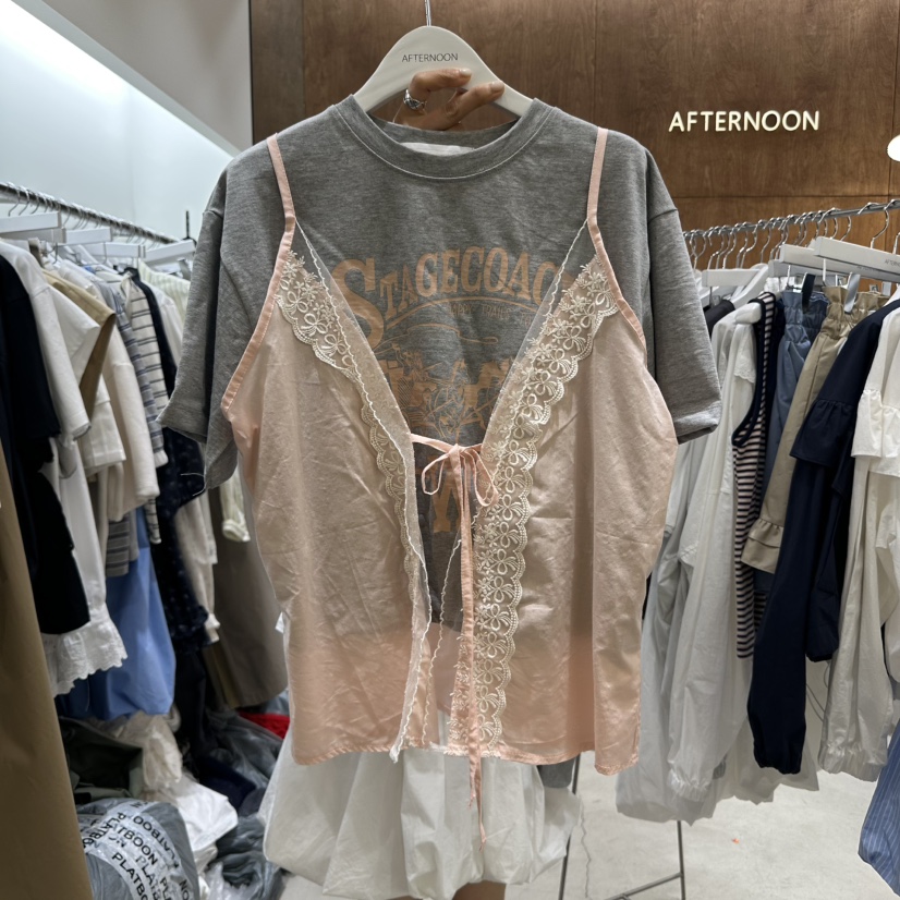 AFTERNOON-P韓國直郵㊣女裝新品休閑25春夏吊帶背心不含內搭AFTERNOON吊帶/背心圖色2