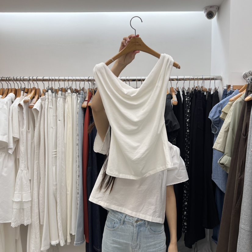 DRESS ROOM直郵韓國代購㊣女裝新款休閑熱賣時尚人氣吊帶背心DRESS ROOM吊帶/背心圖色1