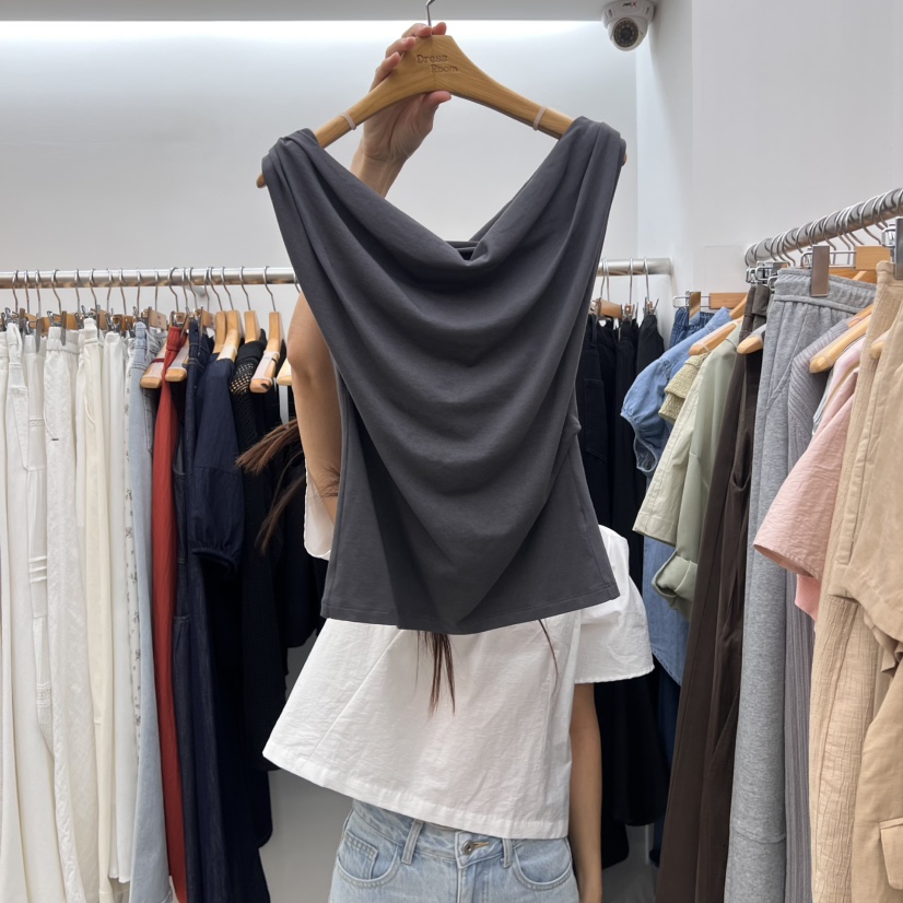 DRESS ROOM直郵韓國代購㊣女裝新款休閑熱賣時尚人氣吊帶背心DRESS ROOM吊帶/背心圖色2