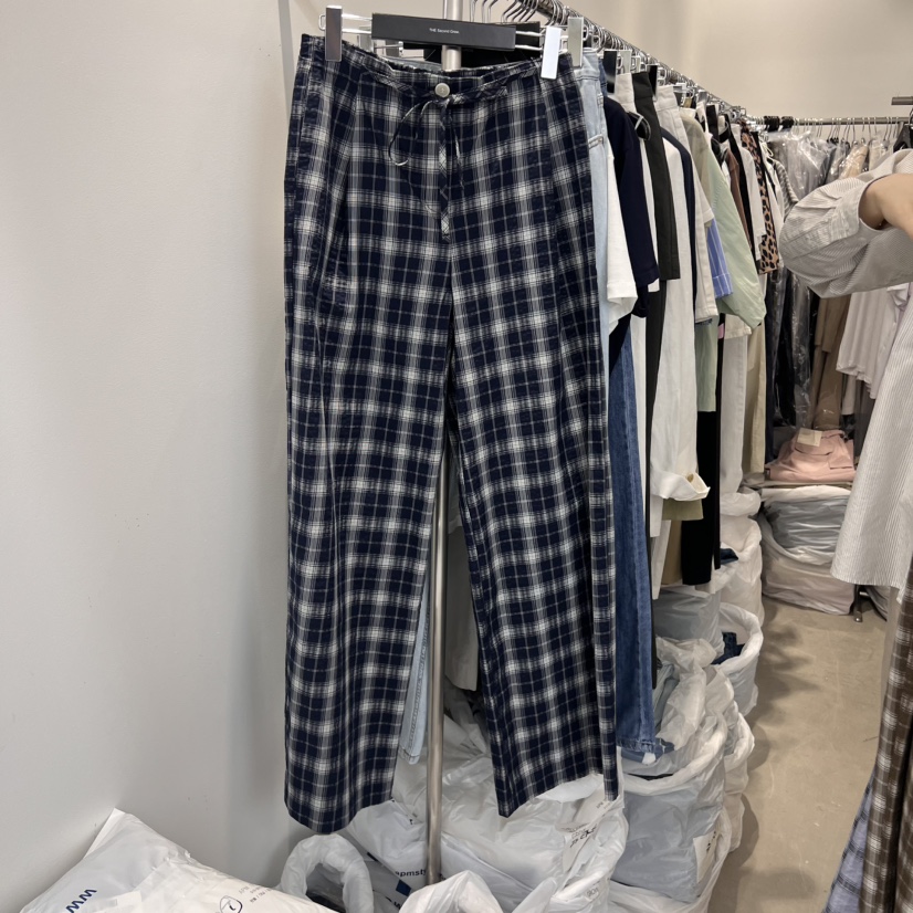 THE SECOND GROW韓國直郵㊣女裝新品25春夏休閑褲格紋綁帶THE SECOND GROW休閑褲圖色3